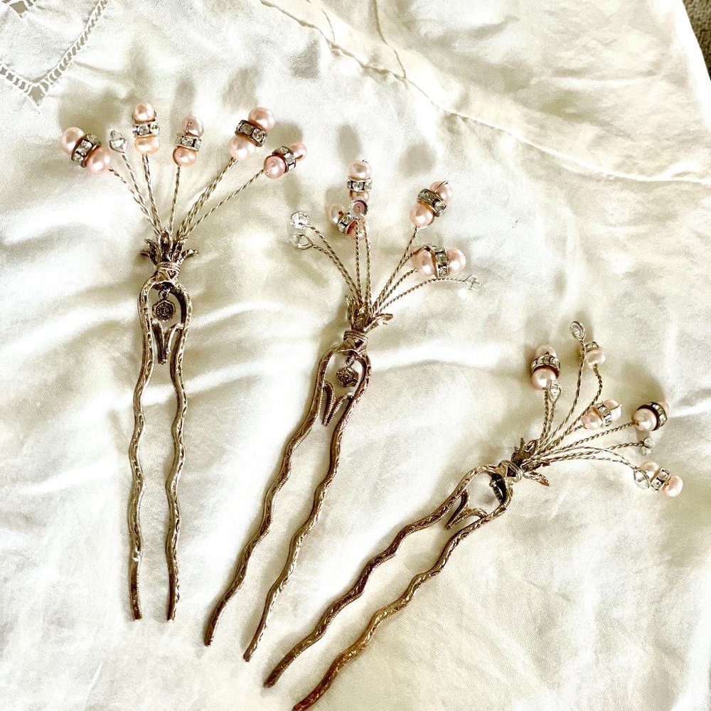 Vintage Swarovski by Tacori 925 Bridal Collection Hairpins ONLY - Picture 5 of 10